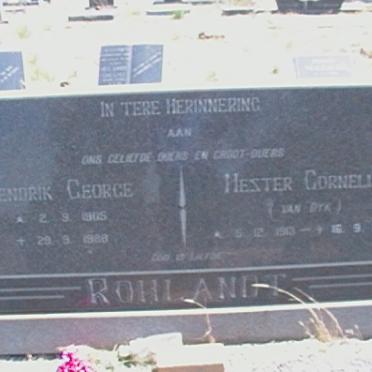 ROHLANDT Hendrik George 1905-1988 &amp; Hester Cornelia nee VAN DYK 1913-1995