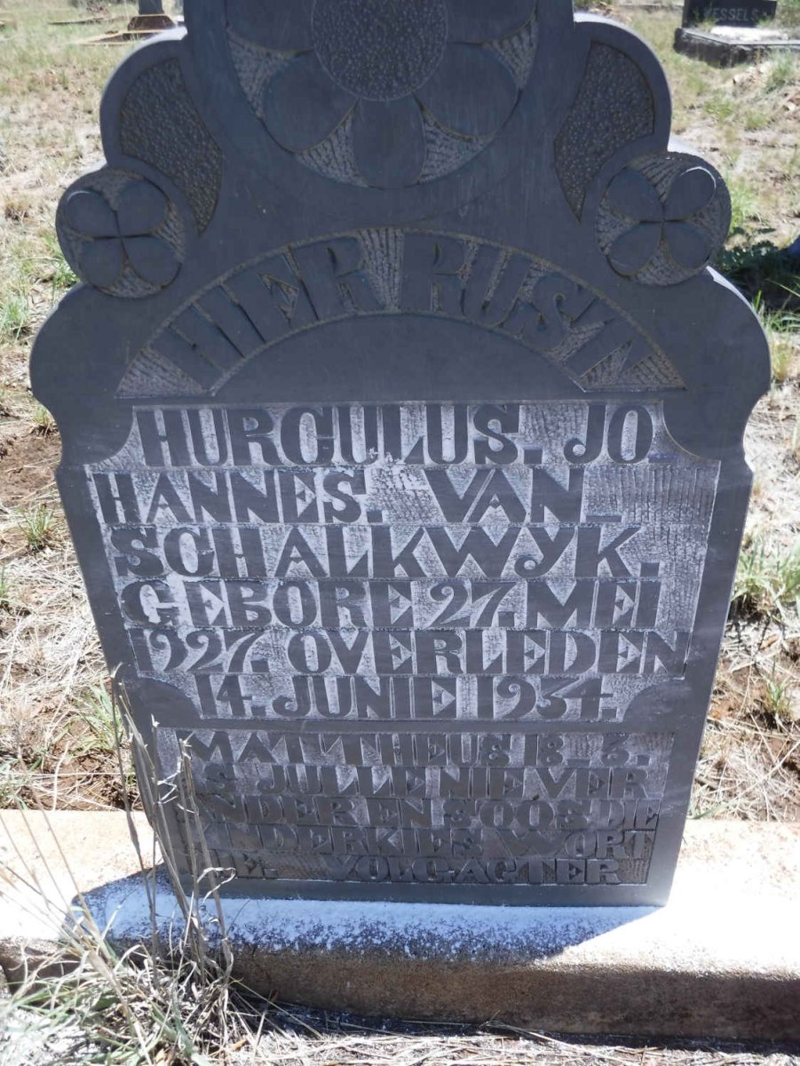 SCHALKWYK Hurculus Johannes, van 1927-1934