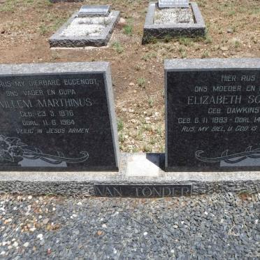 TONDER Willem Marthinus, van 1876-1964 &amp; Elizabeth Sophia DAWKINS 1883-1973