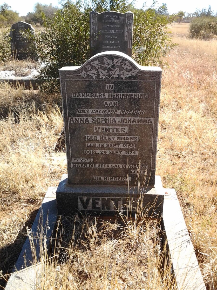 VENTER Anna Sophia Johanna nee KLEYNHANS 1858-1924