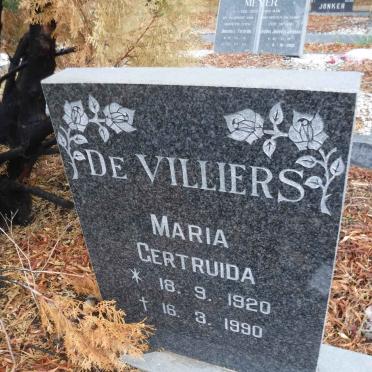 VILLIERS Maria Gertruida, de 1920-1990