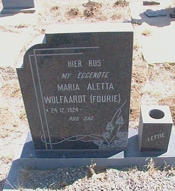 WOLFAARDT Maria Aletta nee FOURIE 1924-
