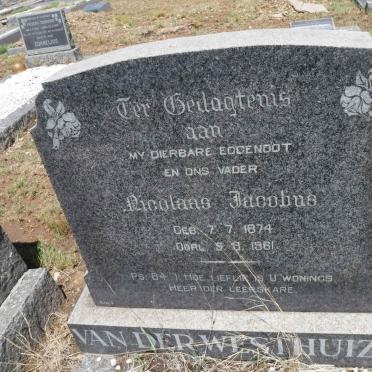 WESTHUIZEN Nicolaas Jacobus, van der 1874-1961