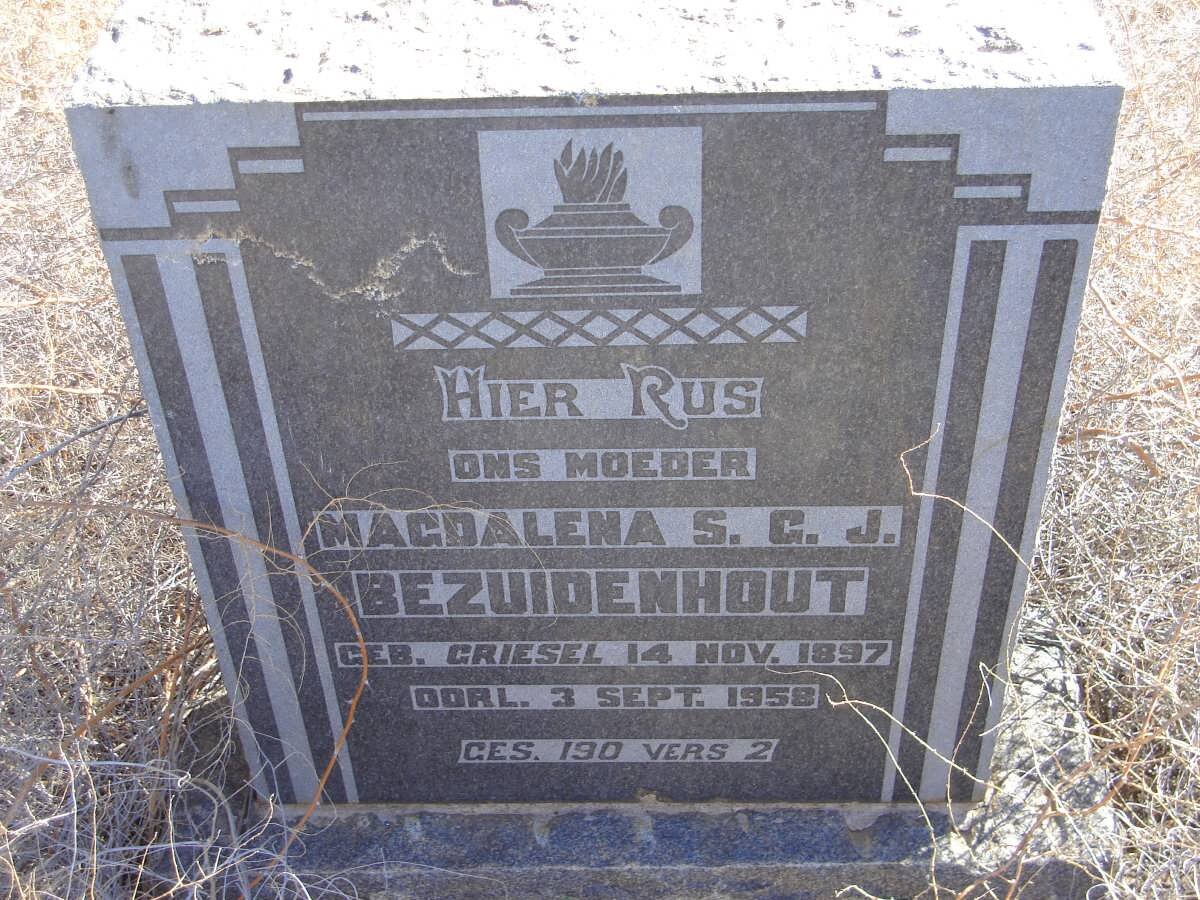 BEZUIDENHOUT Magdalena S.G.J. nee GRIESEL  1897-1958