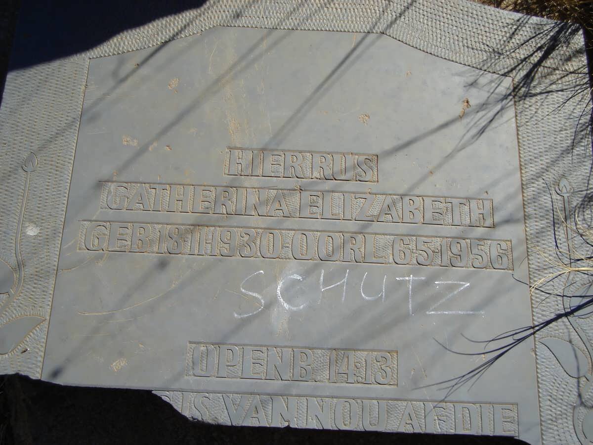 SCHUTZ Catherina Elizabeth 1930-1956