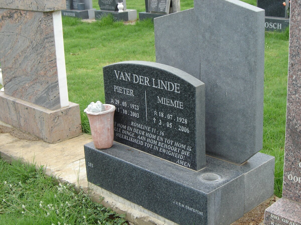 LINDE Pieter, van der 1923-2003 &amp; Miemie 1928-2006