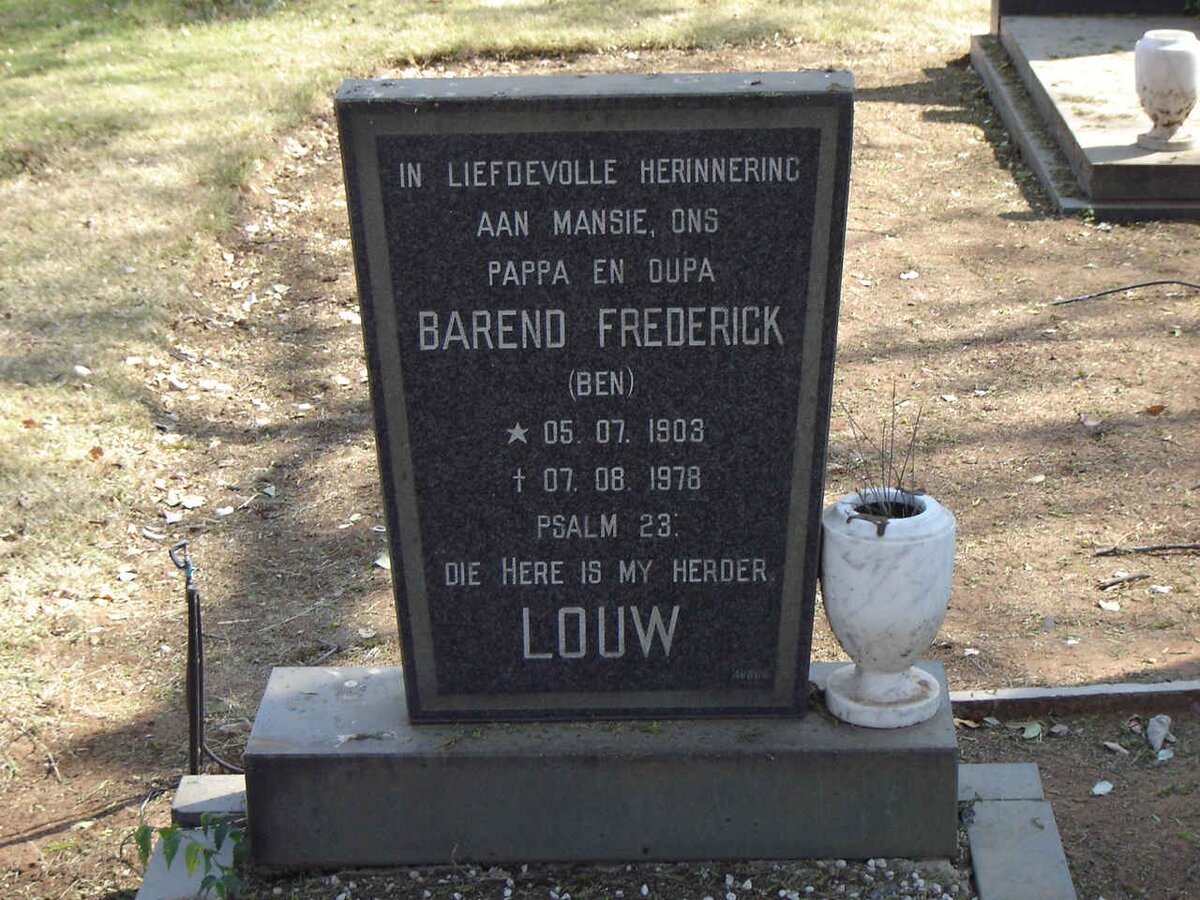 LOUW Barend Frederick 1903-1978