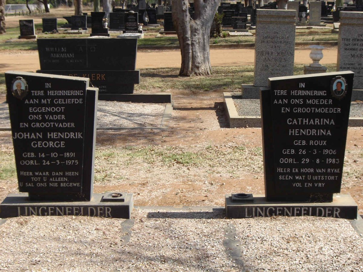 LINGENFELDER Johan Hendrik George 1891-1975 & Catharina Hendrina ROUX 1906-1983