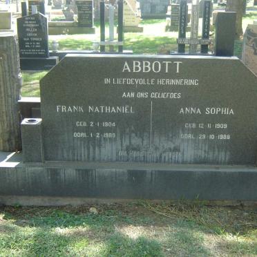 ABBOTT Frank Nathaniël 1904-1988 &amp; Anna Sophia ABBOTT 1909-1988