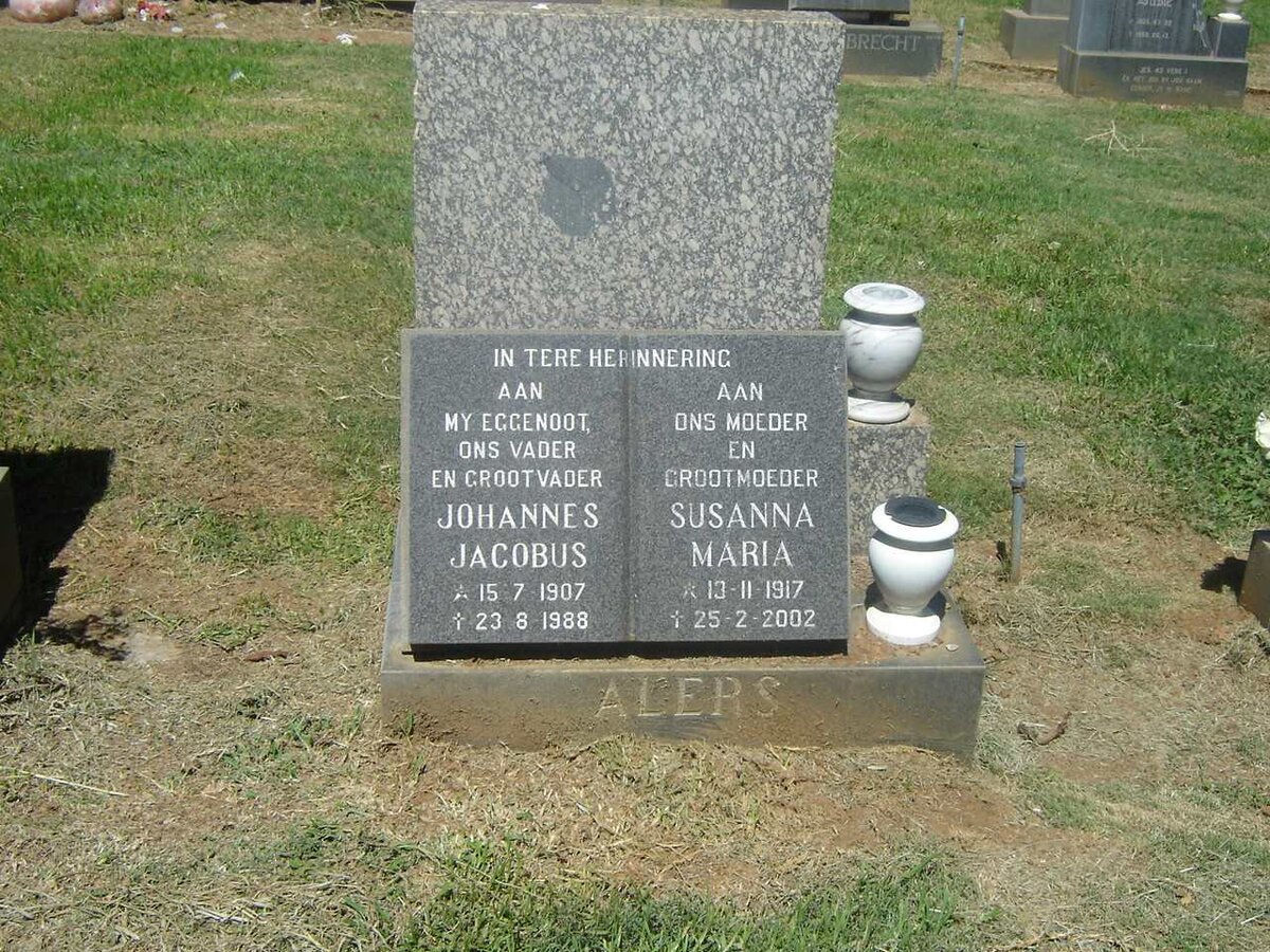 ALERS Johannes Jacobus 1907-1988 &amp; Susanna Maria ALERS 1917-2002