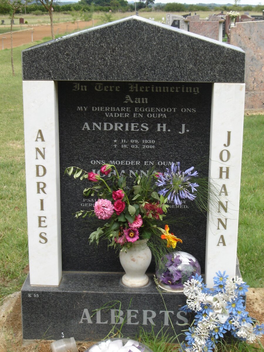 ALBERTS Andries H.J. 1930-2001 &amp; Johanna 1933-