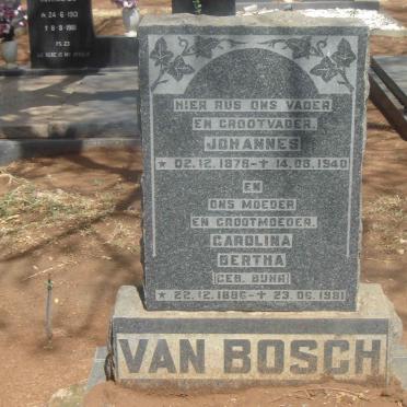 BOSCH Johannes, van 1878-1940 &amp; Carolina Bertha BUHR 1886-1981