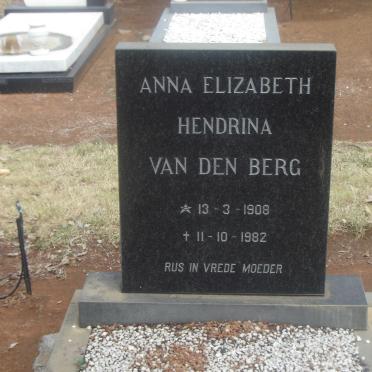 BERG Anna Elizabeth Hendrina, van den 1908-1982