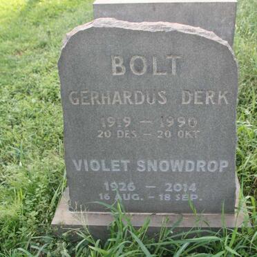 BOLT Gerhardus Derk 1919-1990 & Violet Snowdrop 1926-2014