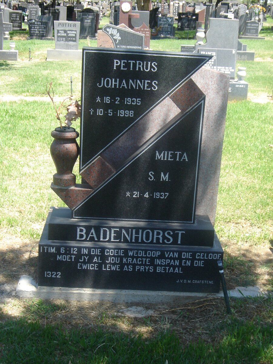 BADENHORST Petrus Johannes 1935-1998 &amp; Mieta S.M. 1937-