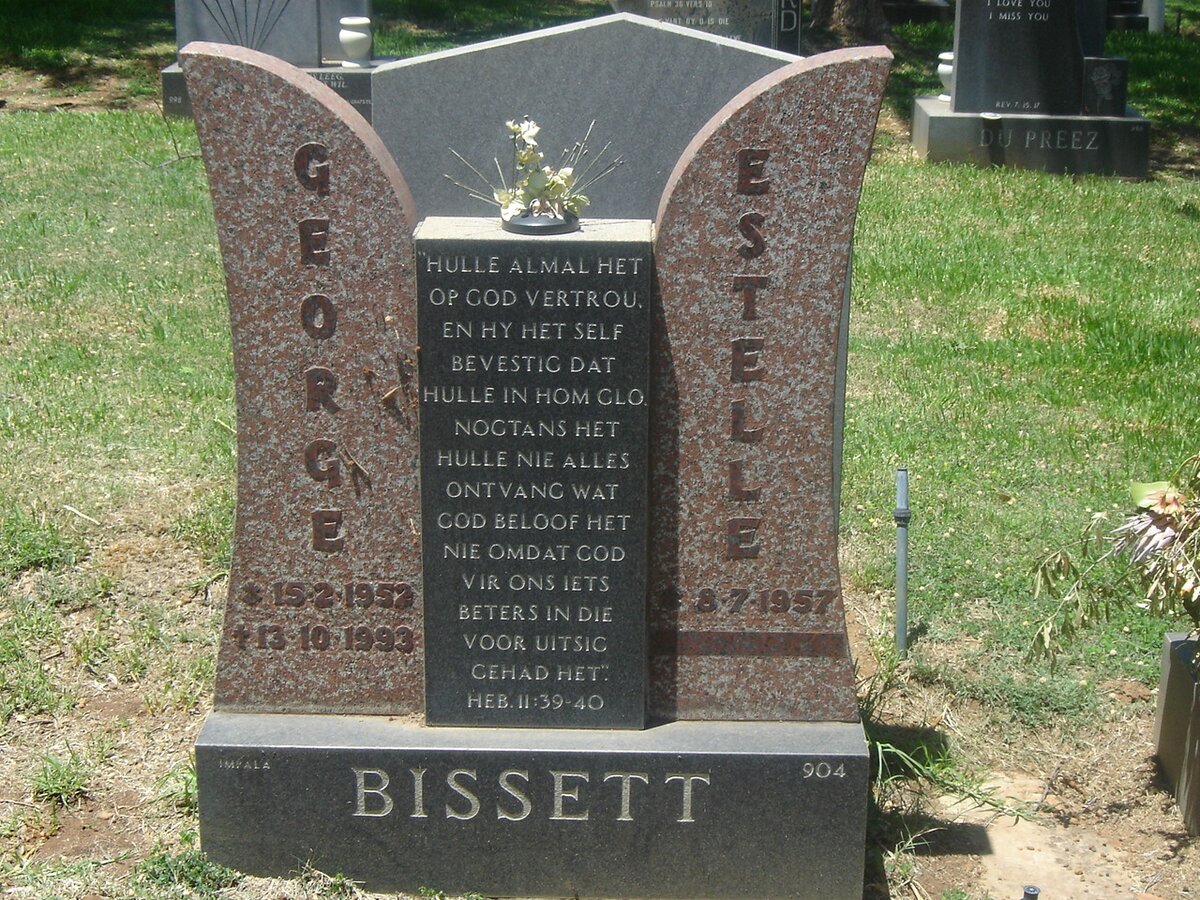 BISSETT George 1952-1993 &amp; Estelle 1957-