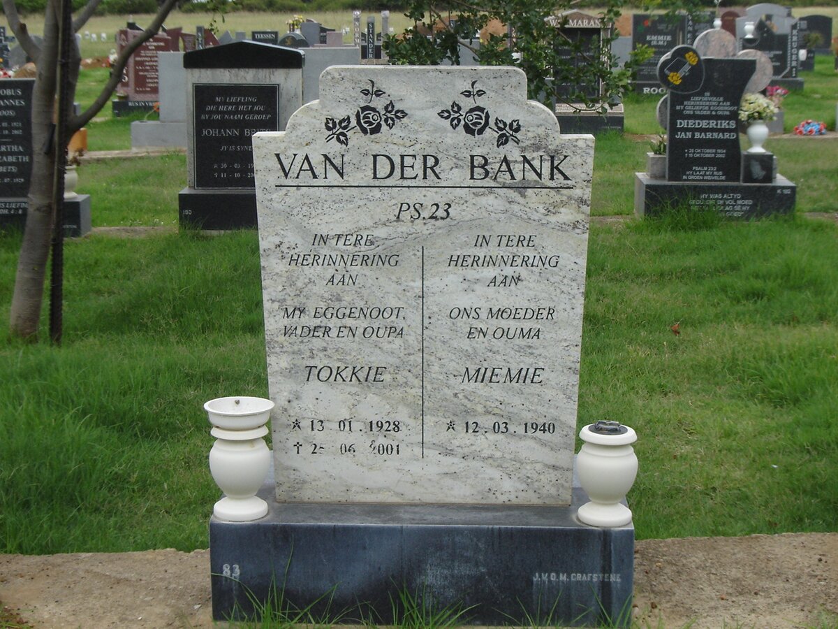 BANK Tokkie, van der 1928-2001 &amp; Miemie 1940-