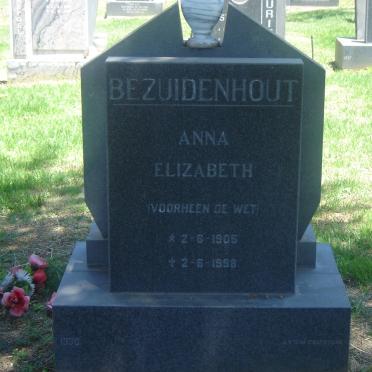 BEZUIDENHOUT Anna Elizabeth nee DE WET 1905-1998