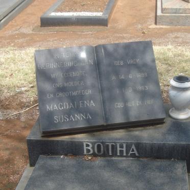 BOTHA Magdalena Susanna nee VREY 1898-1983
