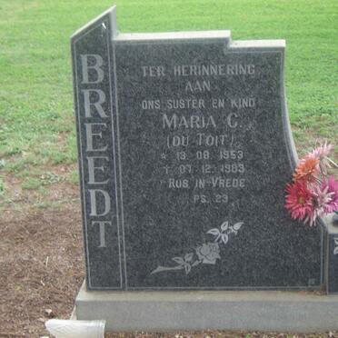 BREEDT Maria C. nee DU TOIT 1953-1983