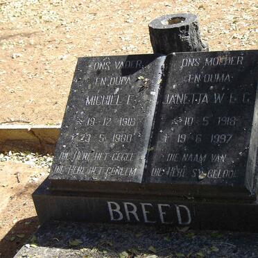 BREED Michiel F. 1918-1980 & Janetta W.E.G. 1918-1997