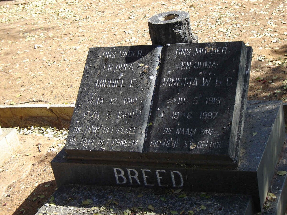 BREED Michiel F. 1918-1980 & Janetta W.E.G. 1918-1997