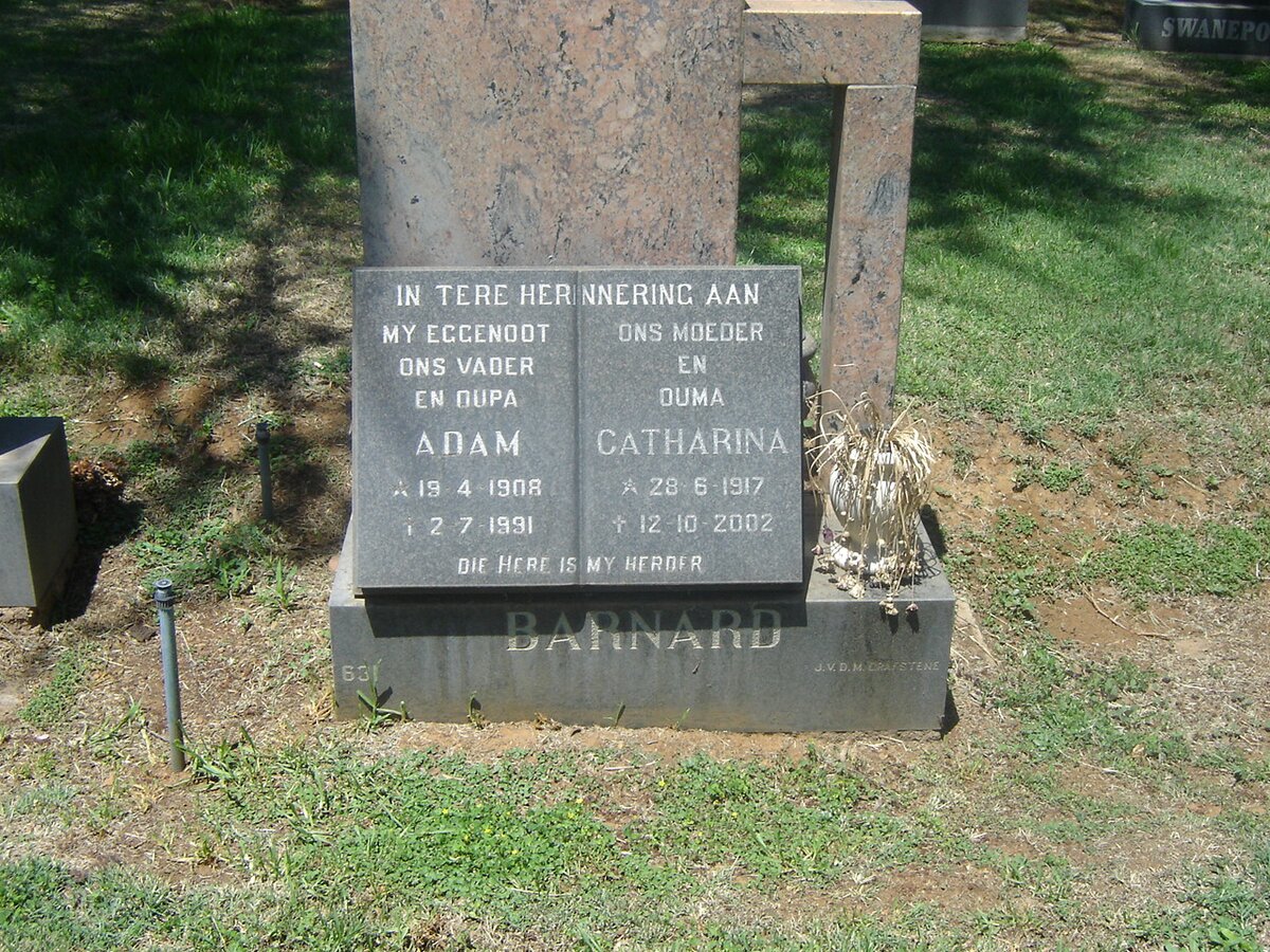 BARNARD Adam 1908-1991 &amp; Catharina 1917-2002