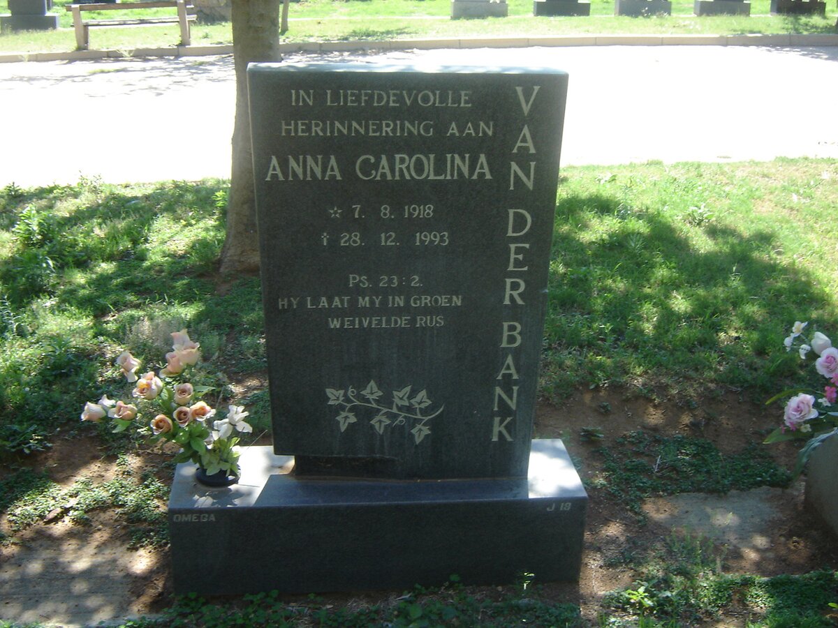 BANK Anna Carolina, van der 1918-1993