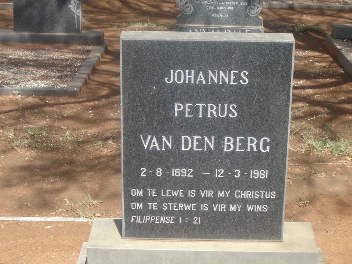 BERG Johannes Petrus VAN DEN