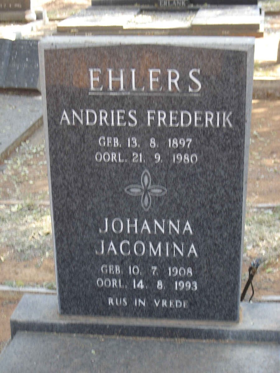 EHLERS Andries Frederik.