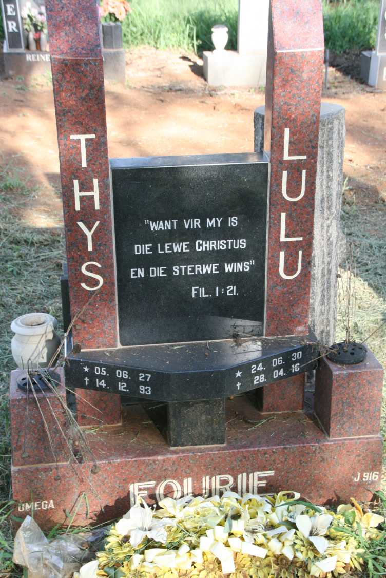 FOURIE Thys 1927-1993 & Lulu 1930-2016