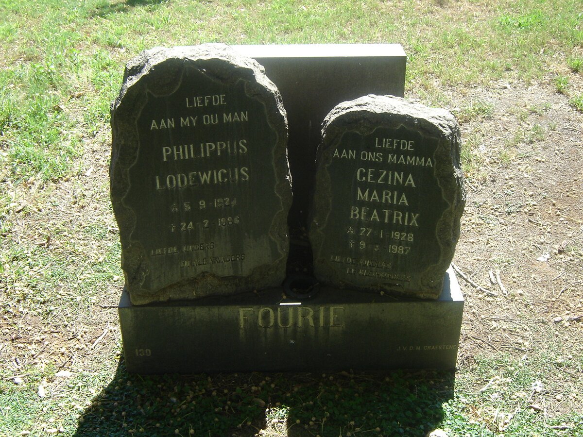 FOURIE Philippus Lodewicus 1924-1986 &amp; Gezina Maria Beatrix 1928-1987
