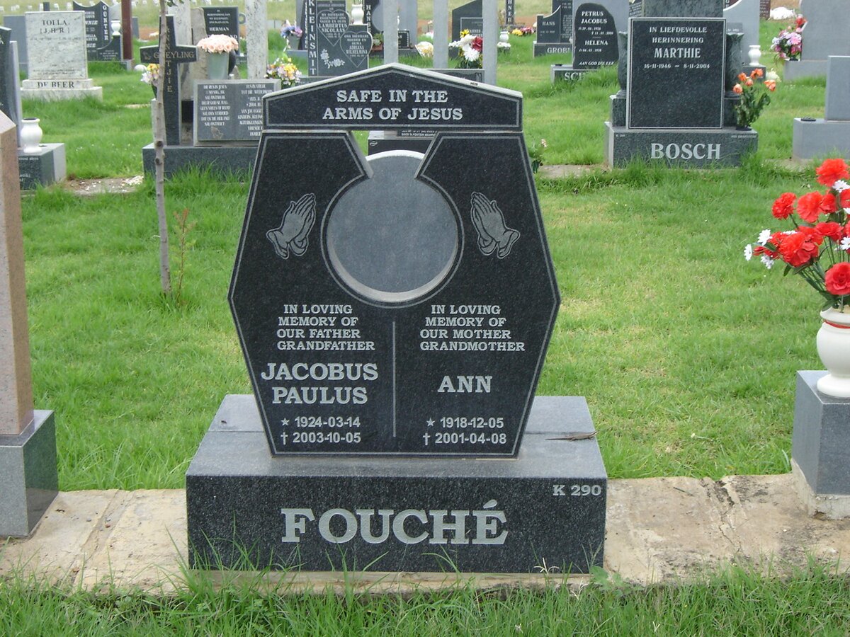 FOUCHE Jacobus Paulus 1924-2003 &amp; Ann 1918-2001