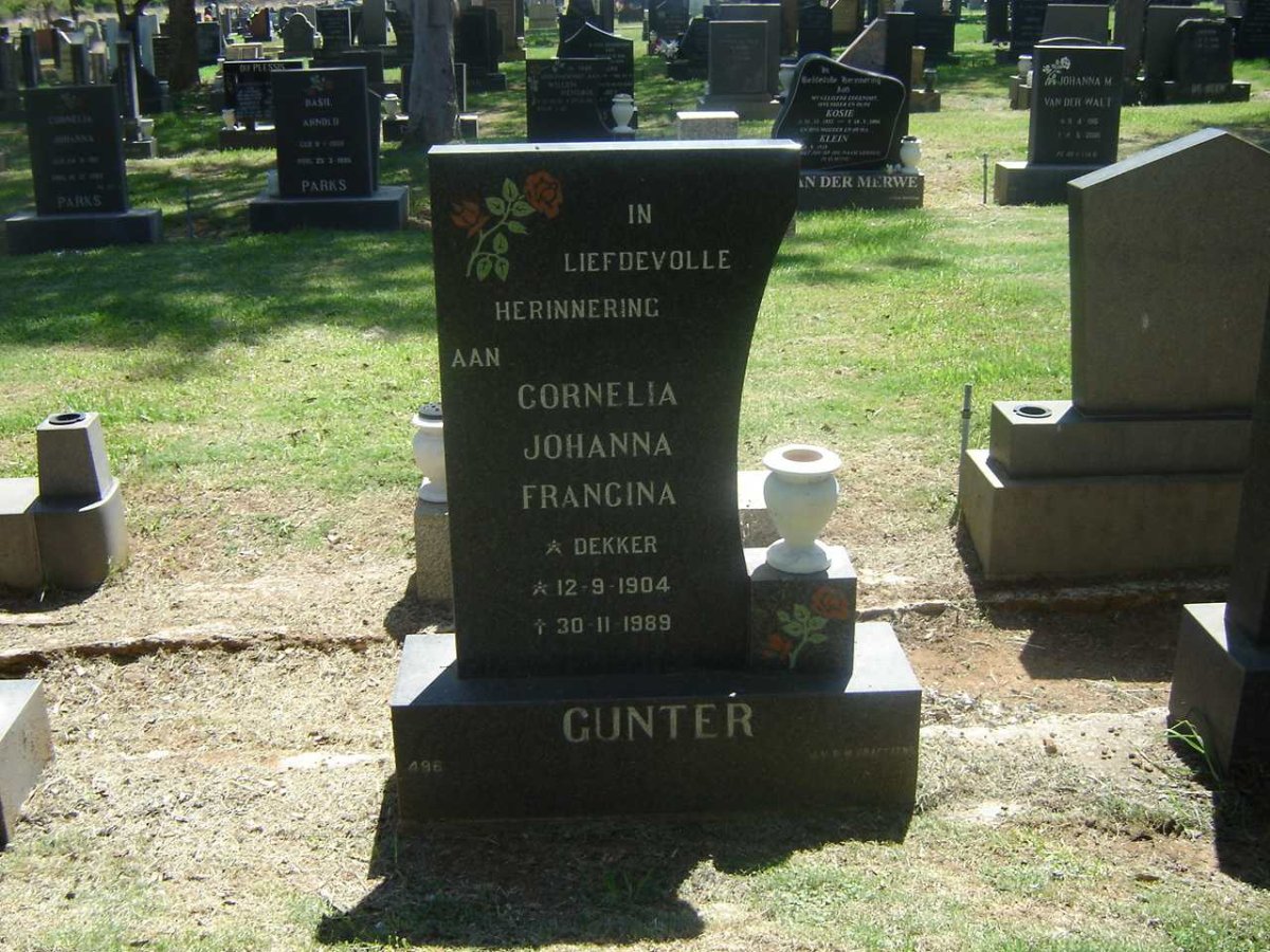 GUNTER Cornelia Johanna Francina nee DEKKER 1904-1989