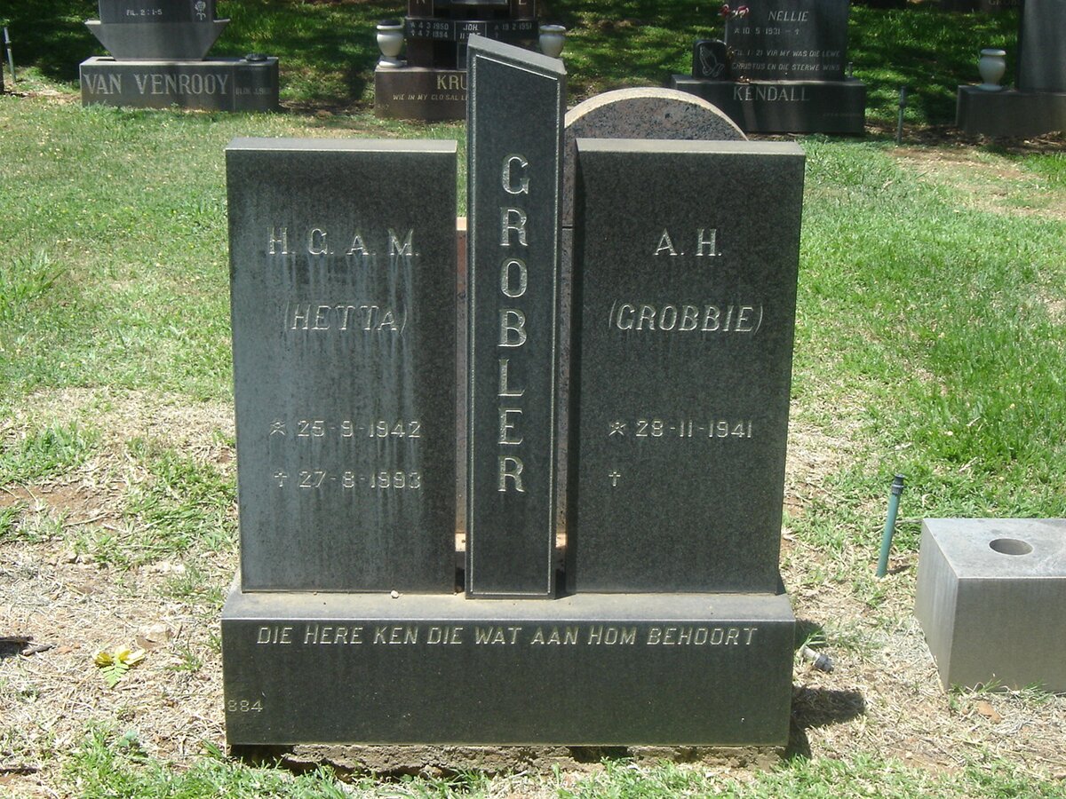GROBLER A.H. 1941- &amp; H.G.A.M. 1942-1993