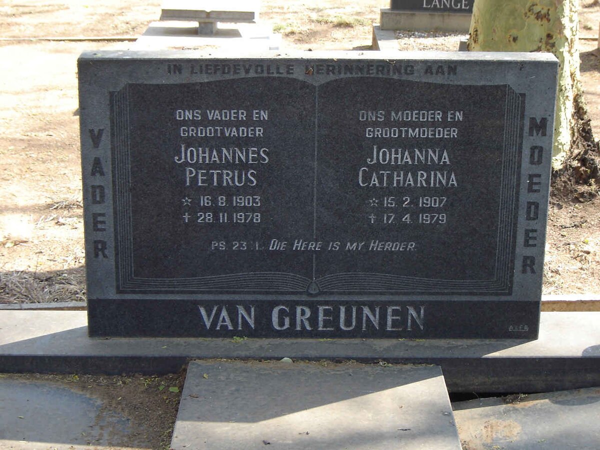 GREUNEN Johannes Petrus, van 1903-1978 & Johanna Catharina 1907-1979