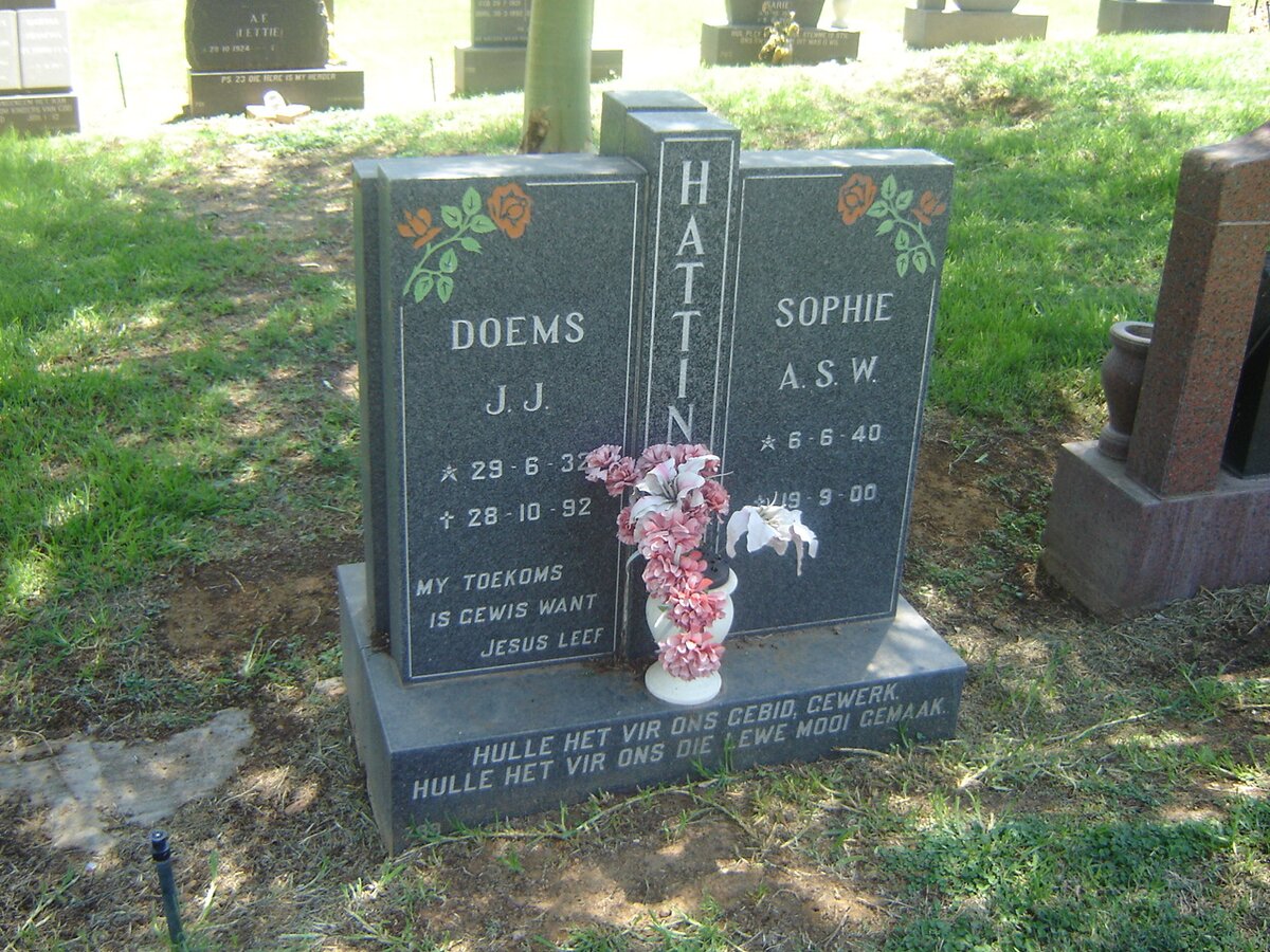 HATTING Doems J.J. 1932-1992 &amp; Sophie A.S.W. 1940-2000