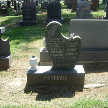 HEYMANS Barend Johannes 1934-1990 &amp; Aletta Susarah Elizabeth 1932-