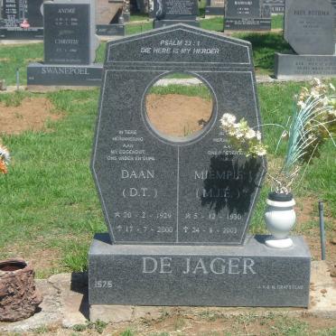 JAGER D.T., de 1929-2000 &amp; M.J.E. 1930-2003