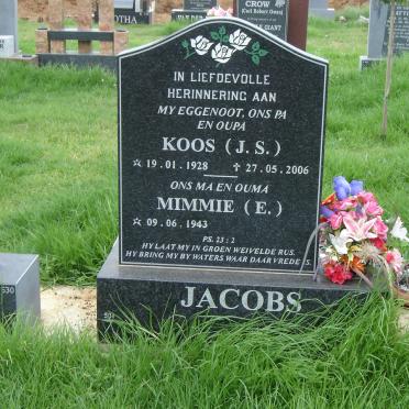 JACOBS Koos J.S. 1928-2006 &amp; Mimmie E. 1943-