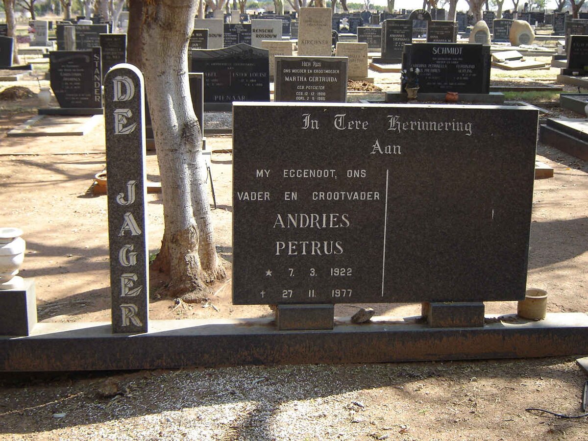 JAGER Andries Petrus, de 1922-1977