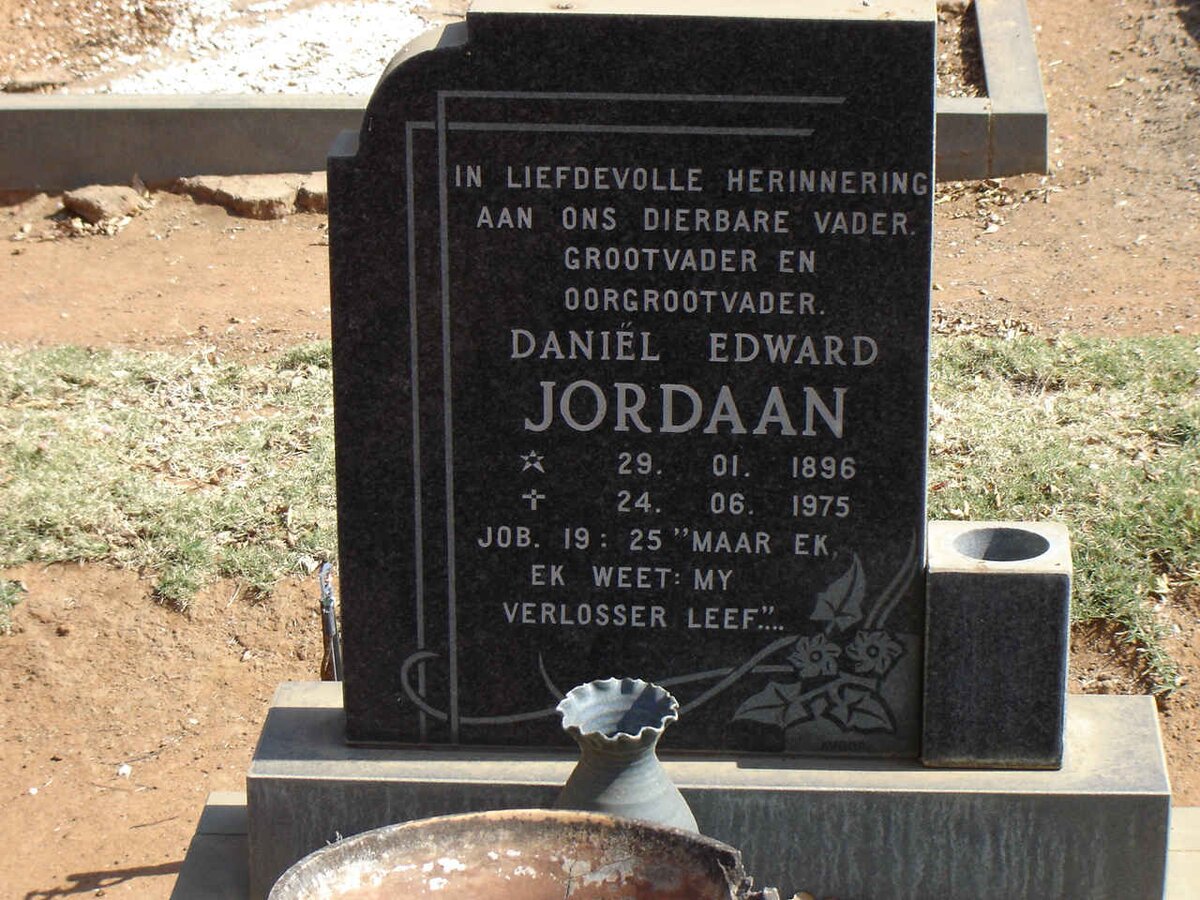 JORDAAN Daniel Edward 1896-1975