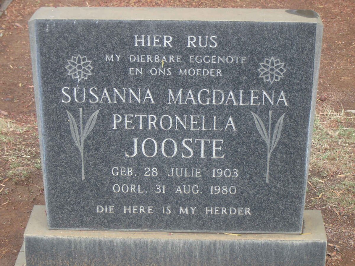 JOOSTE Susanna Magdalena Petronella.