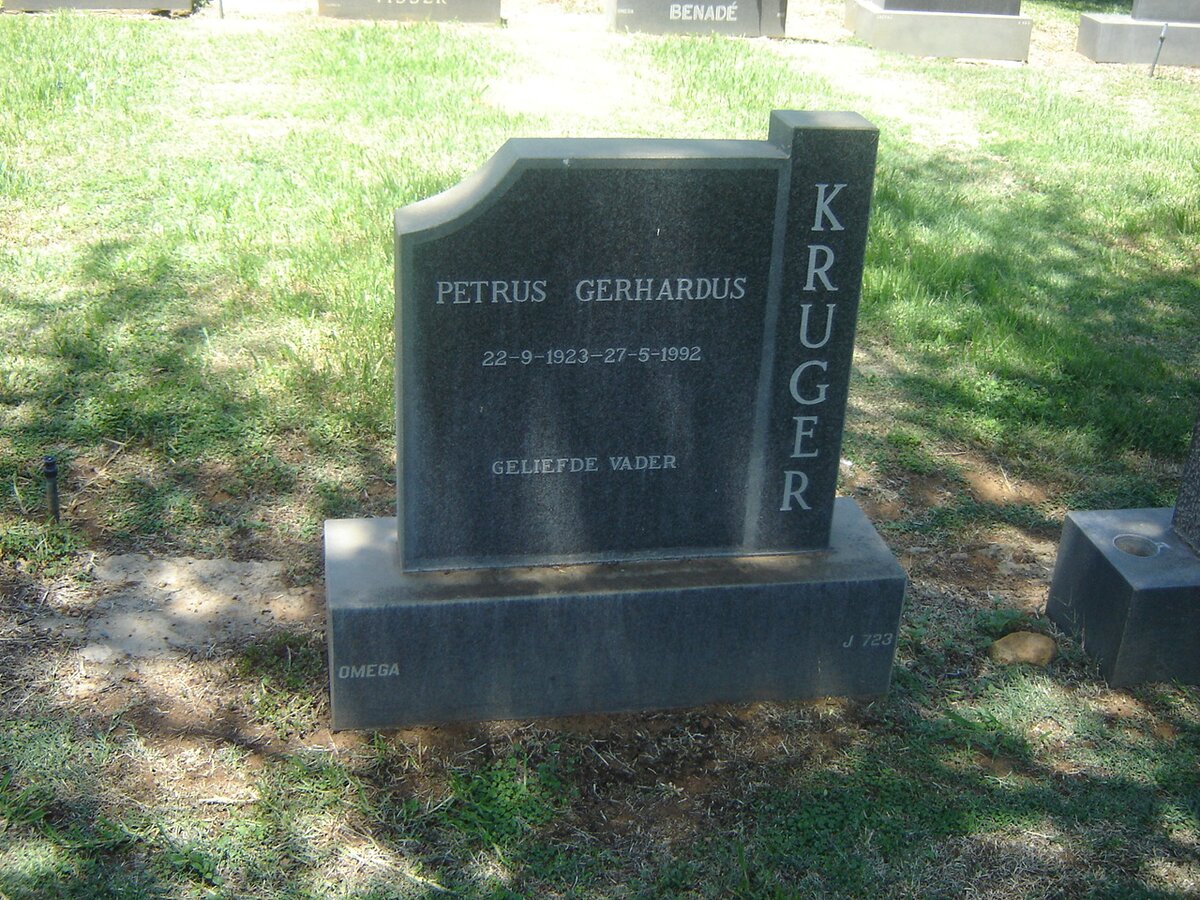 KRUGER Petrus Gerhardus 1923-1992