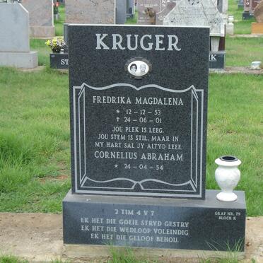 KRUGER Cornelius Abraham  1954- &amp; Fredrika Magdalena 1953-2001