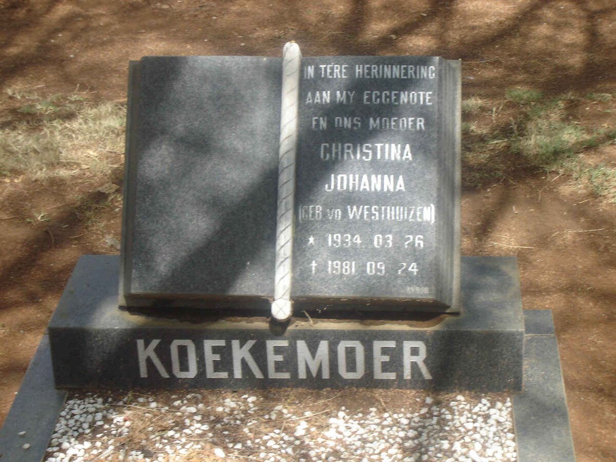 KOEKEMOER Christina Johanna nee V.D. WESTHUIZEN 1934-1981