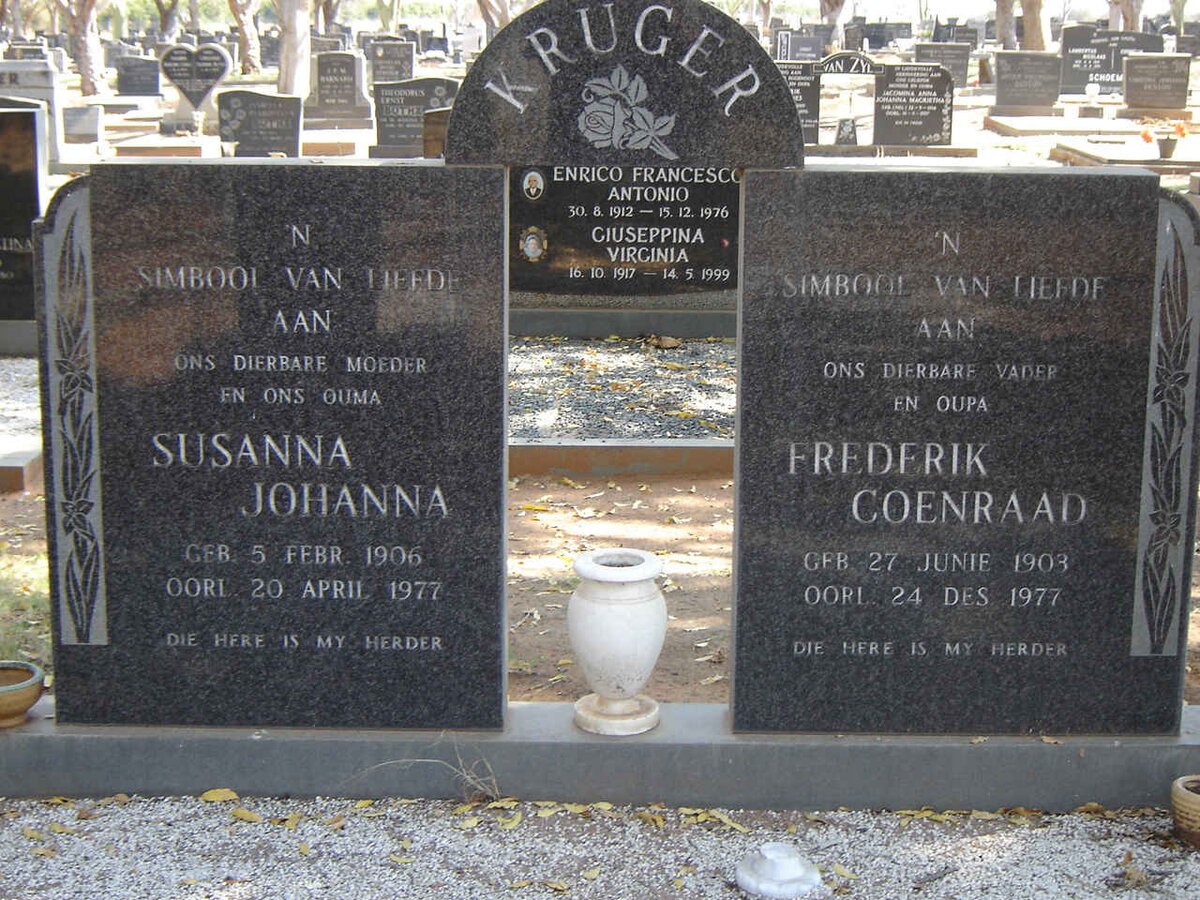 KRUGER Frederik Coenraad 1903-1977 & Susanna Johanna 1906-1977