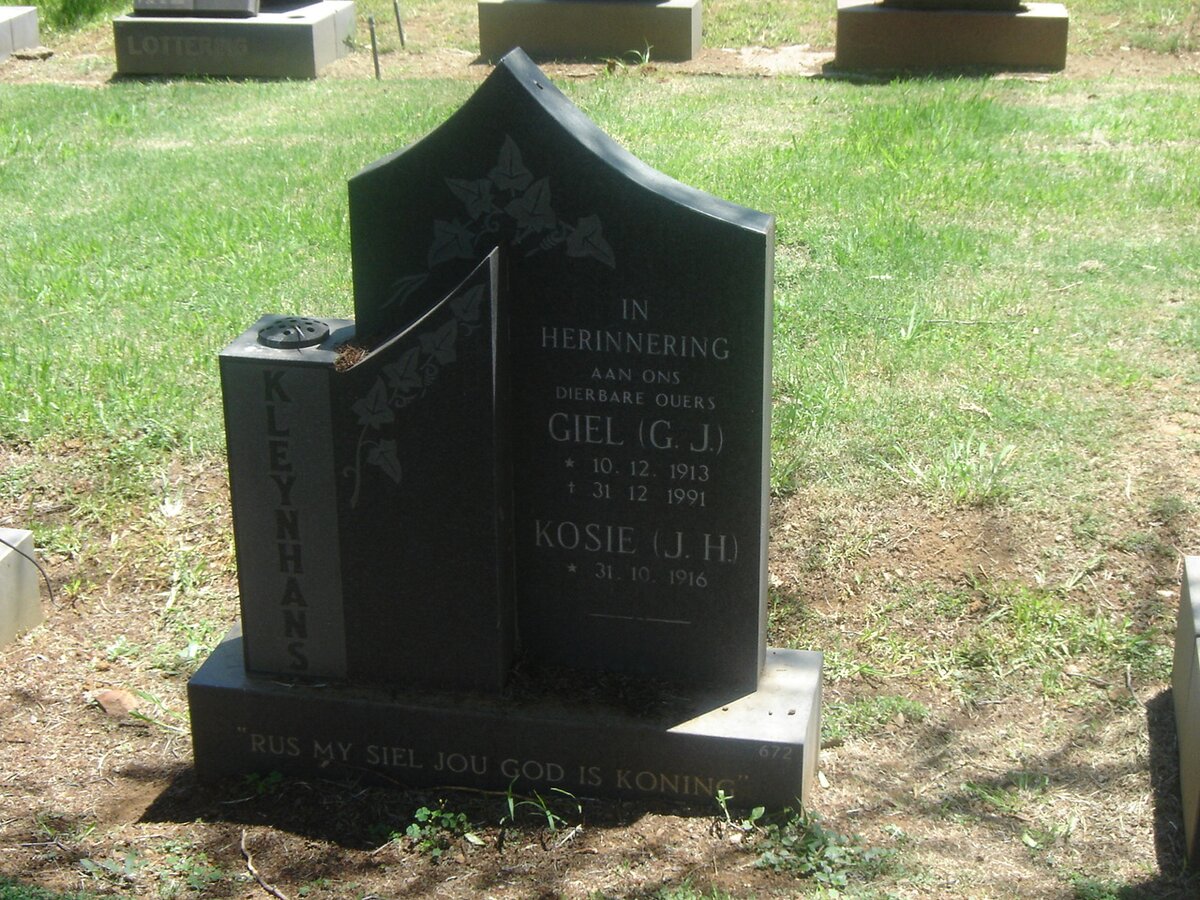 KLEYNHANS G.J. 1913-1991 &amp; J.H. 1916-