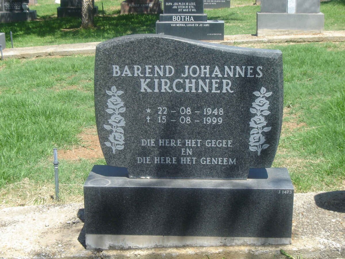 KIRCHNER Barend Johannes 1948-1999