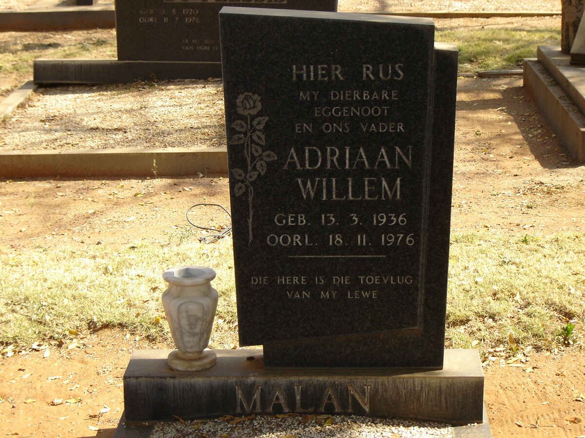 MALAN Adriaan Willem 1936-1976